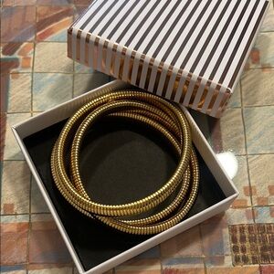 Gold Coil Bracelets Set